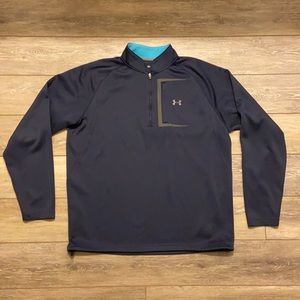 UNDER ARMOUR COLD GEAR QUARTER ZIP PULLOVER BLUE SIZE LARGE EMBROIDERED LOGO